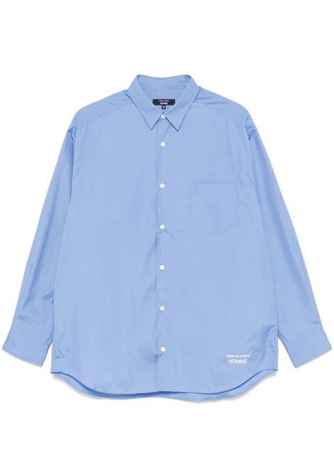 Sky blue logo-embroidered shirt Comme Des Garçons Homme - men COMME DES GARCONS HOMME | HOB1022